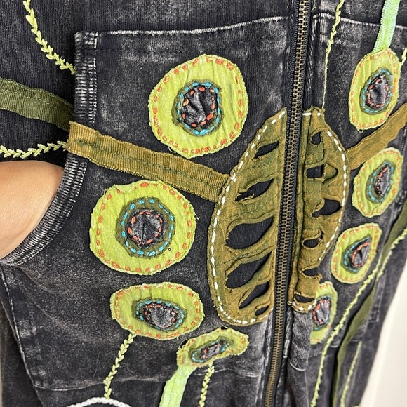 Rising International Women’s Handmade Long Jacket Dress Hoodie Full Zip Sz L - Picture 6 of 13